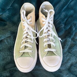Converse High Top Sneakers in Green and Pale Yellow